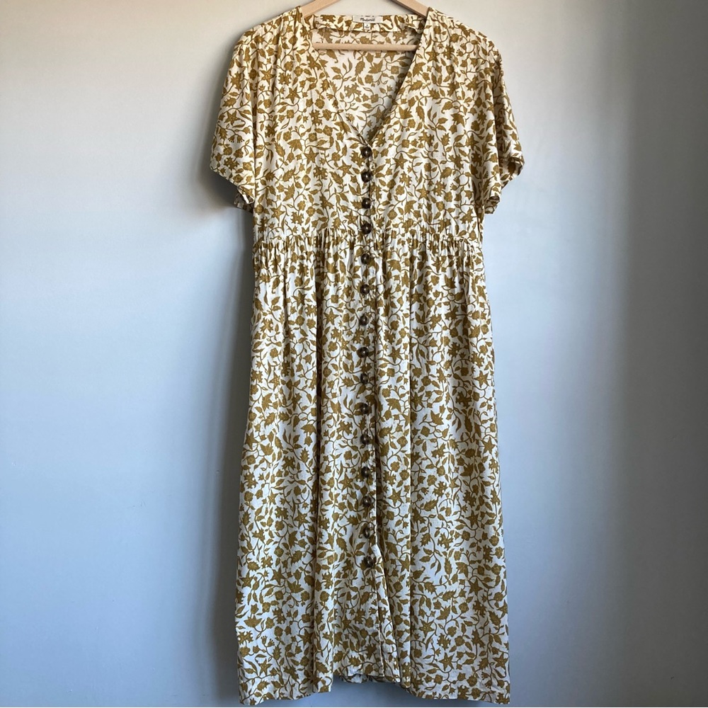 Madewell Button-Front Midi Dress in Batik Vine Size M